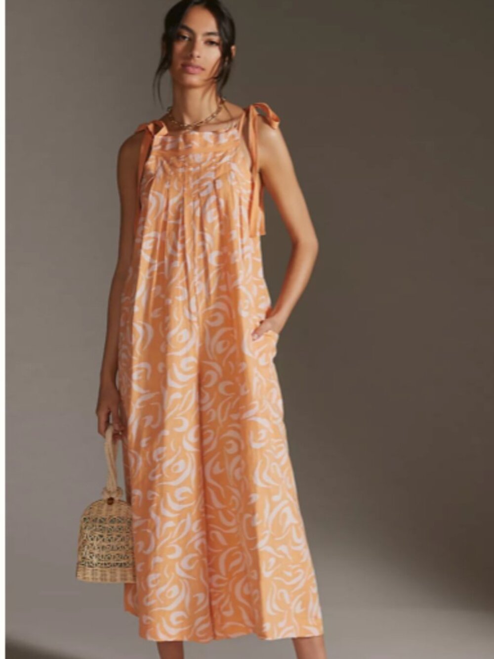 Ollari | NWT Orange Tie-Shoulder Wide-Leg Jumpsuit